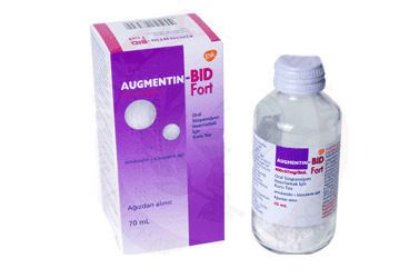 Augmentin BID Forte 400 mg/57 mg/5 mL süspansiyon ambalajı
