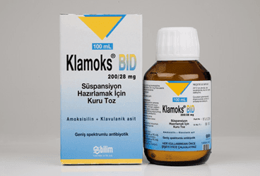 Klamoks BID 200 mg/28,5 mg/5 mL süspansiyon ambalajı